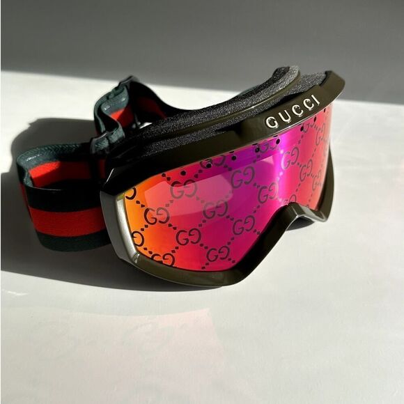 NEW Gucci SKI Mask ZEISS Lens GG1210S 003 Green MultiColor Red Unisex - Picture 3 of 11